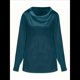 thumbnail image 1 of Blusa Elegante de Satén de Seda para Mujer, con Cuello Vuelto, Fruncido en la Parte Delantera, Drapeada, Larga, para Oficina y Trabajo. Azul Pavo Real XXL, 1 of 6