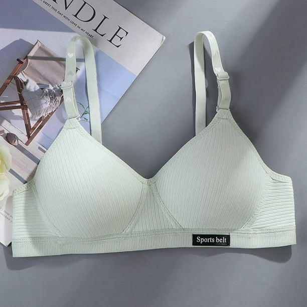 Ropa interior cómoda sin costuras de algodón puro para niñas, período de desarrollo, estudiante de secundaria, pecho pequeño, sujetador push up inalámbrico, fino