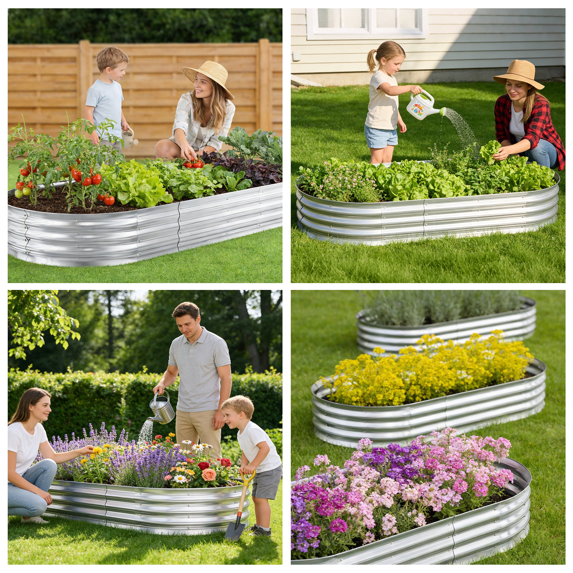 Raised Garden Bed Kit,2 Pack 6×3×1ft Raised Garden Boxes Outdoor for Vegetables and Flowers,Silver