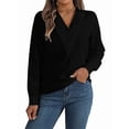 thumbnail image 2 of Blusa Plisada de Larga con Cuello en V para Mujer, Ideal para Oficina Negro S, 2 of 8