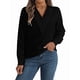 thumbnail image 2 of Blusa Plisada de Larga con Cuello en V para Mujer, Ideal para Oficina Negro L, 2 of 8
