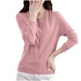 thumbnail image 4 of QIYAGBSA Cardigan Sweater for Women Round Neck Button Front Long Sleeve Stretch Knit Lightweight for Office and Daily Wear (Pink L), 4 of 6