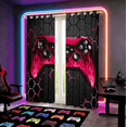 thumbnail image 2 of Manfei Neon Gamepad Curtains Pack of 2 (38x45),Modern Geometric Honeycomb Black Out Curtains,Red Black Curtains for Living Room For Boys Kids,Super Cozy Bedroom Decor, 2 of 7