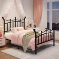 thumbnail image 4 of Amolife Twin Bed Frame, Metal Platform Bed with Crown-Shaped Headboard and Footboard, 12.6'' Under-Bed Storage Space, No Box Spring Needed, Black, 4 of 11