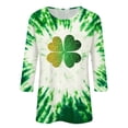 thumbnail image 3 of Hvot&aat Ladies' St Patty's Day Casual Shirt 3/4 Sleeve Crewneck Irish Clover Tunic Tops, 3 of 4