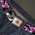 thumbnail image 2 of Looney Tunes Belt, Seatbelt Buckle Belt, Sylvester The Cat Poses Purple, 30 to 44 Inches, 2 of 9