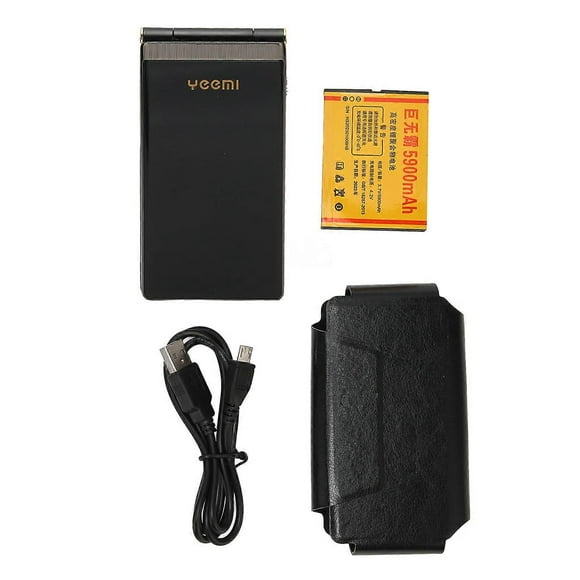 Téléphone à clapet 3 pouces, téléphone senior, double veille, gros boutons, lampe de poche, haut-parleur, batterie 5900 mAh, téléphone basique, noir