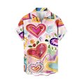 thumbnail image 3 of Camisa hawaiana con estampado 3D de rayas de colores para hombre, camisas de playa con plantas para vacaciones de verano, camisas de manga corta con botones para parejas de calle, 3 of 5
