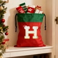 thumbnail image 4 of Personalized 26 Letter Christmas Santa Sack, Custom Large Gift Bag with Initial, for Xmas, A-Z Red Big Velvet Gift Wrapping Bags with Initial, 12.2 x 14.96 in, 4 of 6