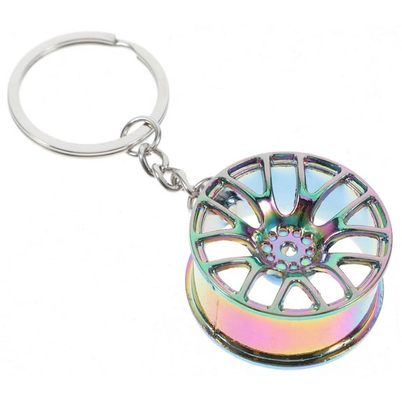 KALLORY Car Keychains for Men 1Pcs Cool Keyrings Zinc Alloy Hubcap Style