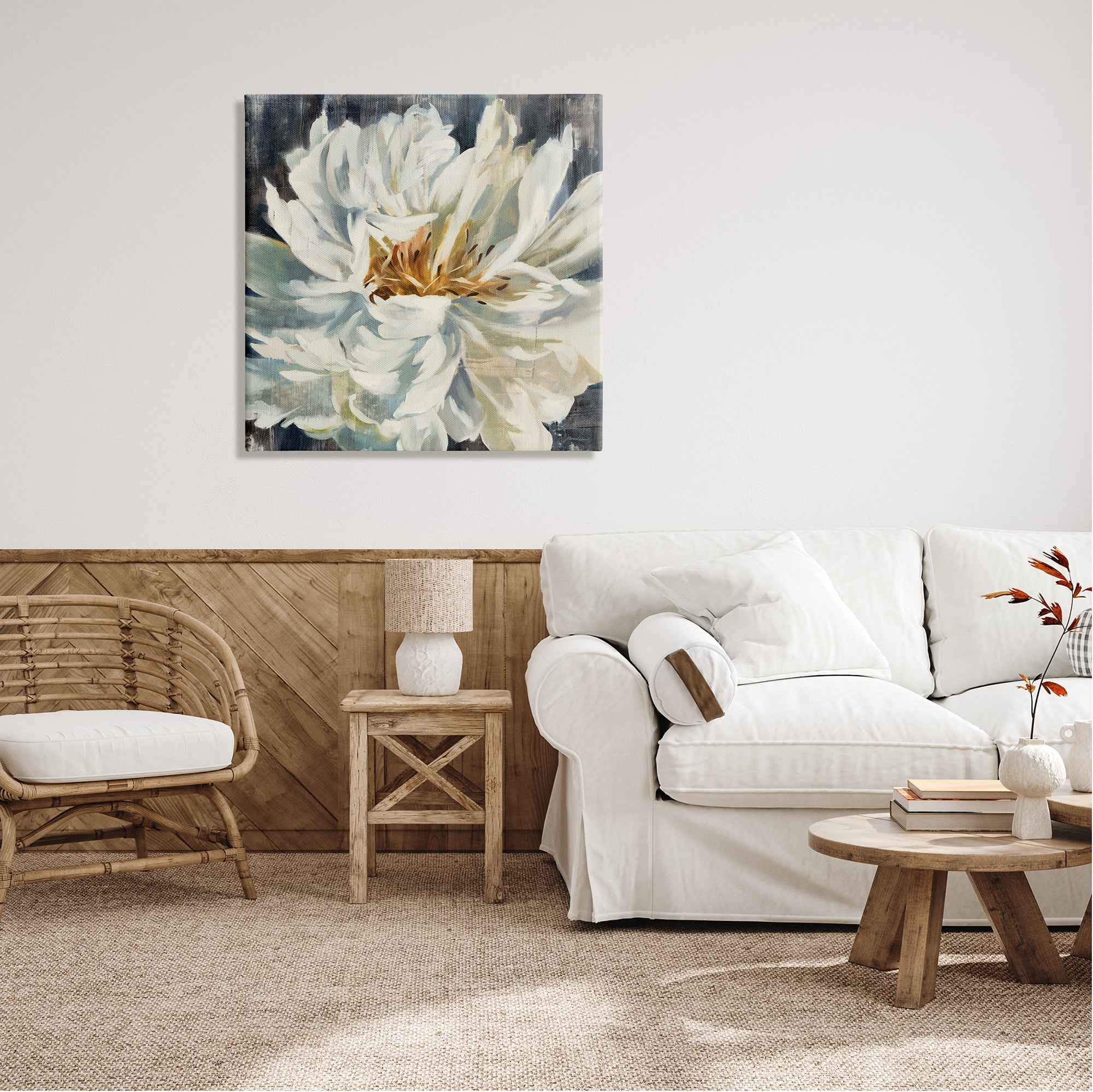 Stupell Industries White Flower Blossom Botanical & Floral Painting Gallery Wrapped Canvas Print Wall Art, 30 x 30