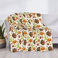 thumbnail image 3 of Honeii Holiday Thanksgiving Turkey print throw blanket, crafted from cozy cotton flannel, offers versatile home decor as a bedding suitable for all seasons.-, 3 of 6
