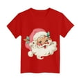 thumbnail image 4 of Staki Girls Christmas Short Sleeve T Shirts Kids Summer Tops Crewneck Tees Embroidered Christmas Sweatshirt(Red,3-4 Years), 4 of 6