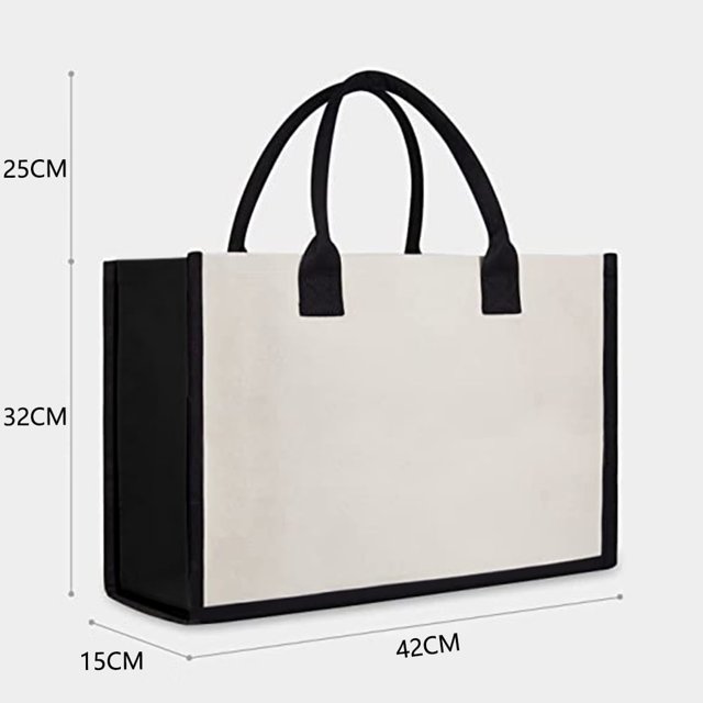 Bolsa de lona con letras para mujer, de mano de compras de hombro simple de color acertado (S) Likrtyny Para Estrenar