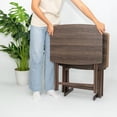 thumbnail image 5 of Open Box PJ Wood 5 Pack XL Oversize Tray Table, Living Room or Kitchen, Rustic Espresso, 5 of 11