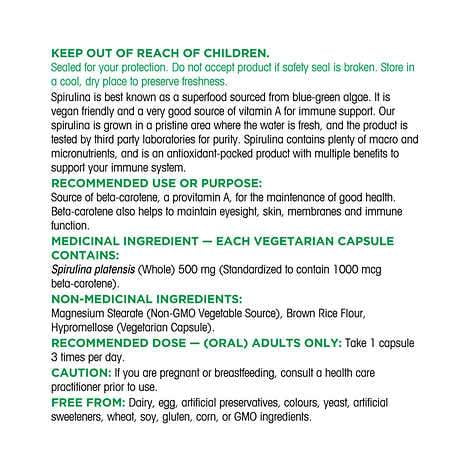 Organika Spirulina 360 Vegetarian Capsules