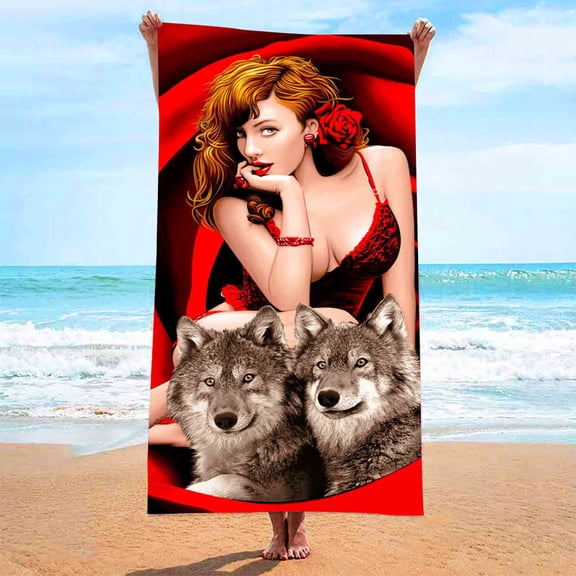 FNYOXU Beach Towel, Round Printed Microfiber Beach Towel Super Lightweight Colorful Bath Towel Sandproof Beach Blanket Beach Mat Multi-Purpose Towel for Travel Swimming Pool, 60x60in