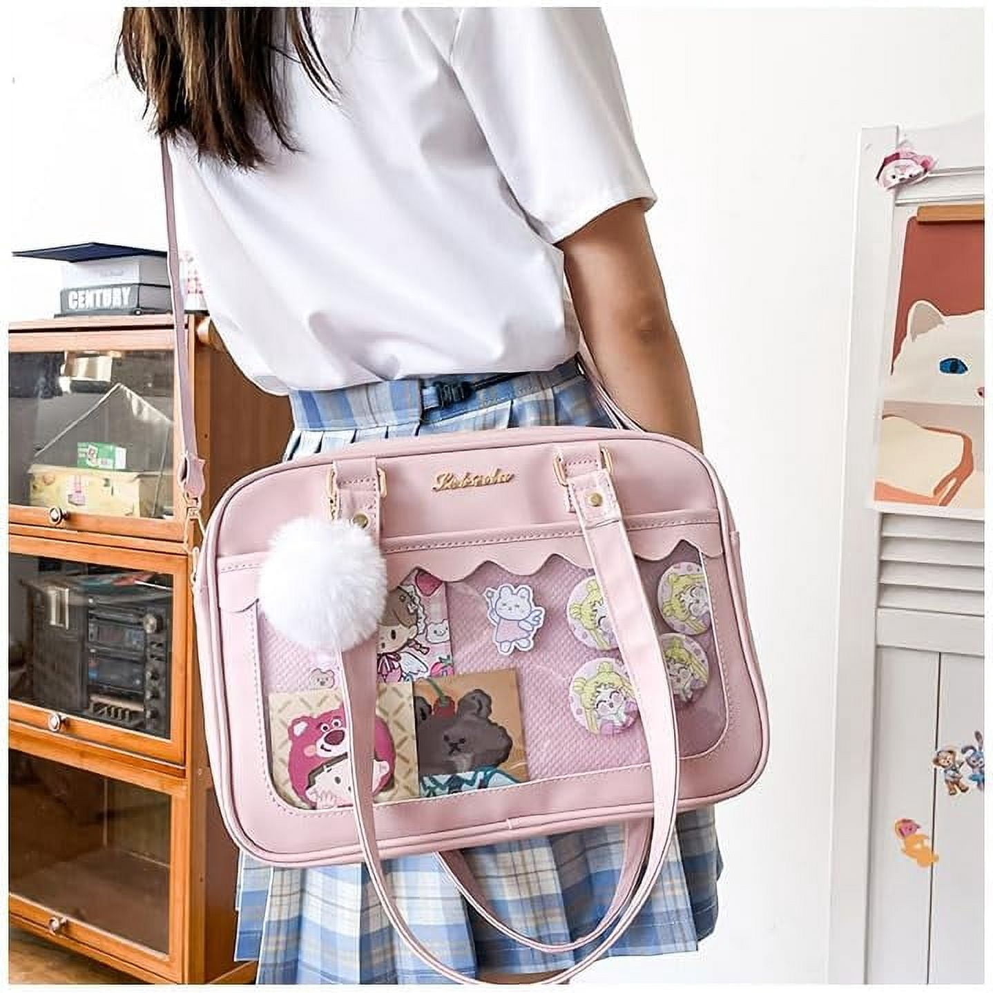 HMSHA Clear Aesthetic Bag Ita Bag Cute Messenger Bag Crossbody Bag for Women JK Tote Purse