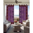 thumbnail image 3 of Purple Boho Black Out Curtains 72 Inch Long, Light Blocking Drapes with Black Liner, Country Abstract Geometric Ethnic Aesthetic Thermal Blackout Curtains for Bedroom Living Room 52"x72" 2 Panels, 3 of 8