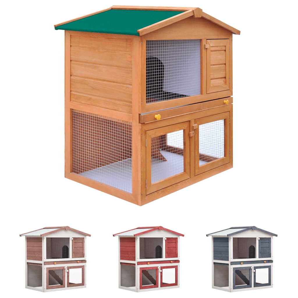 vidaXL Rabbit Hutch Bunny Cage with Pull Out Tray Pet House Solid Pine Wood