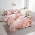 thumbnail image 3 of Castle Fairy Kids Teens Female Gradient Marble Stone Pattern Twin Bedding Sets 7-Piece,Mountain Fluid Gold Metallic Bedding Comforter Set Microfiber,Ombre Marbling Watercolor Breathable Sheet Sets, 3 of 8