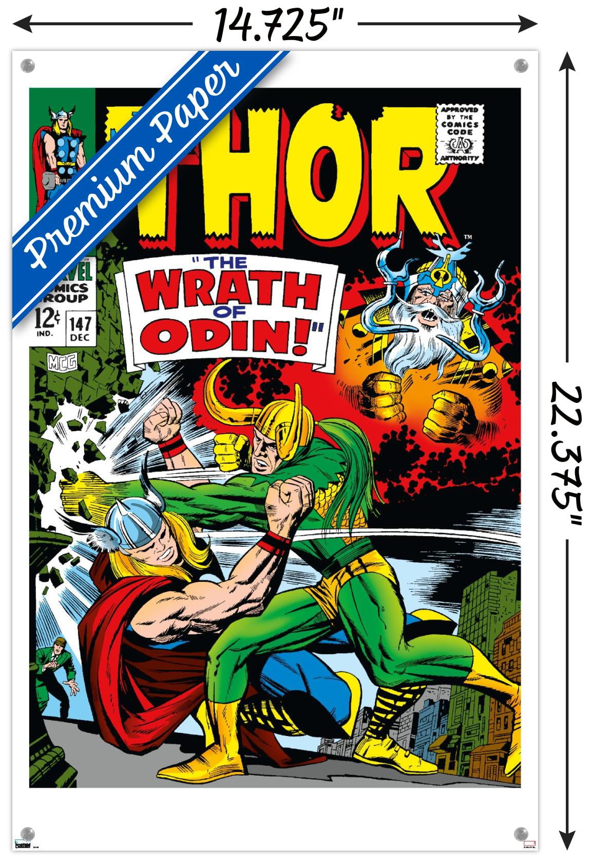 Marvel Comics - Loki - Thor #147 Wall Poster with Pushpins, 14.725" x 22.375"