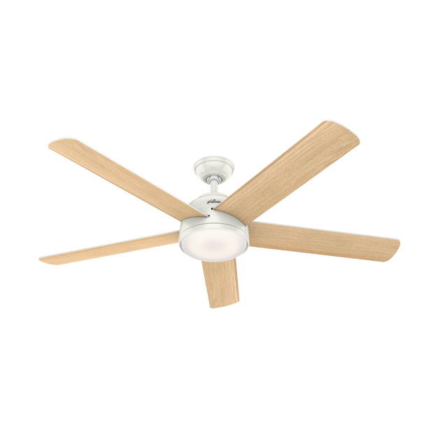 Hunter Wifi 60 Romulus Fresh White Ceiling Fan With Light Kit And Remote Com Hunter Wifi 60 Romulus Fresh White, 60 Ceiling Fan With Light Kit And Remote Control