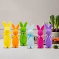 thumbnail image 4 of Easter Decorations Flocked Bunnies Figurine with Bow tie 8.8" Flocking Rabbit Tabletop Ornament for Easter Centerpieces for Home Office Spring Display, Cute Colorful Decor, 4 of 9