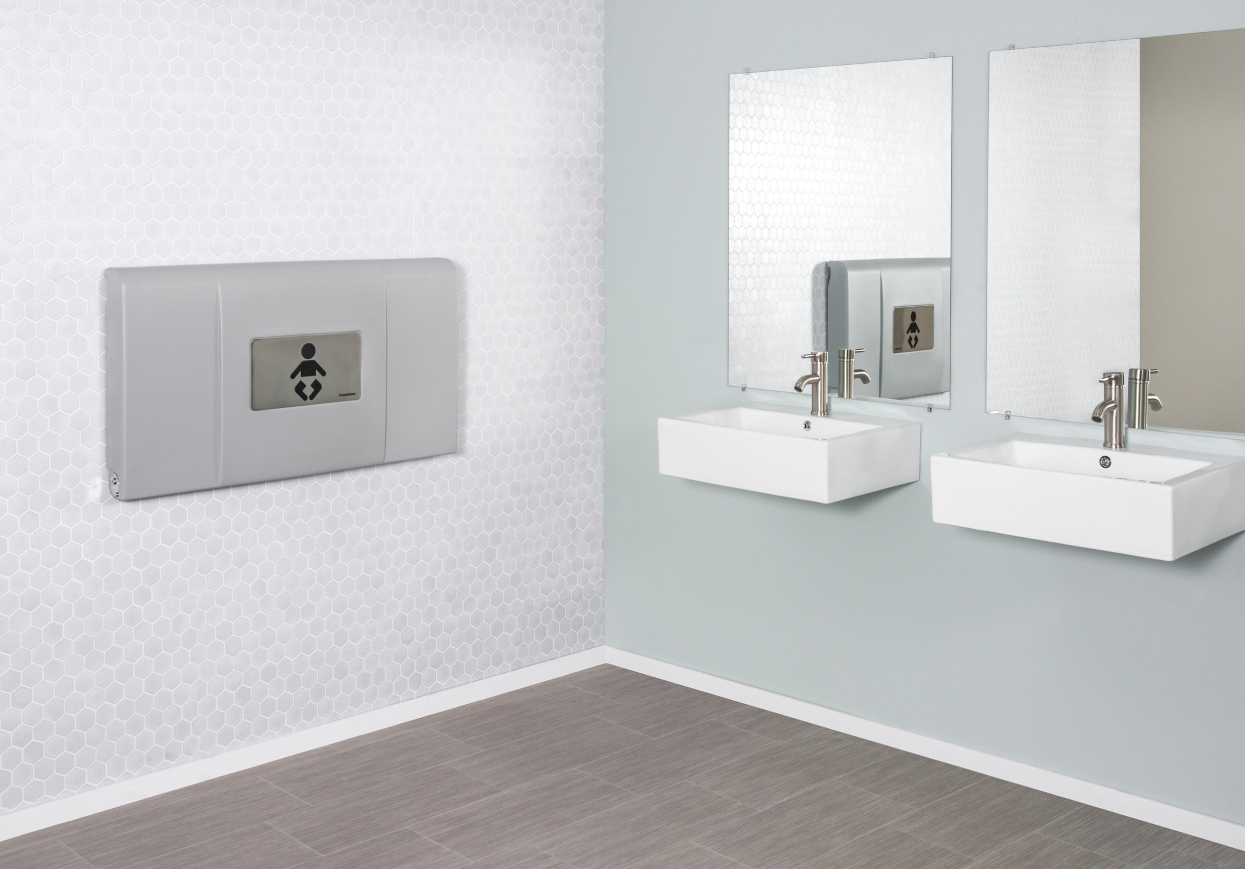 Foundations Ultra Horizontal Baby Changing Station, EZ Mount Backer Plate Included, Gray (200-EH-01)