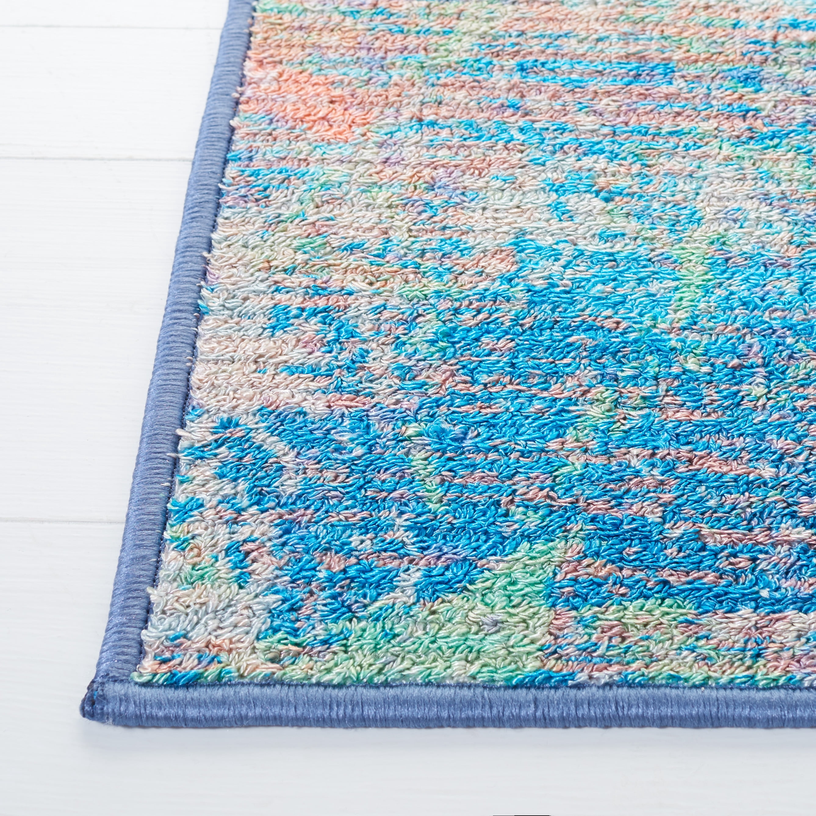 SAFAVIEH Sequoia Jeana Abstract Machine Washable Area Rug, 4'4" x 6', Blue/Orange