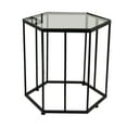 thumbnail image 4 of Kellie Plant Stand Table Set of 3, Black Metal, Hexagon Glass Tops, 4 of 5