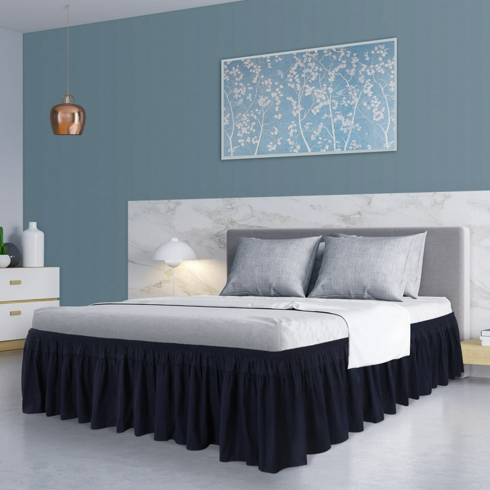 PiccoCasa Brushed Polyester Elastic Dust Ruffles Bed Skirt 16 Inch Drop