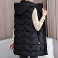 thumbnail image 4 of SELONE Womens Long Puffer Vest Cotton Zipper Detachable Hooded Jacket with Pockets Sleeveless Tops Solid Warm Outerwear, 4 of 7