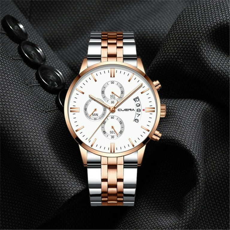 CLZOUD Men Watches CUENA Men s Business Steel Belt Watch Calendar