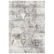 SAFAVIEH Shivan Nowell Geometric Distressed Area Rug, Ivory/Grey, 5'1" x 7'6"