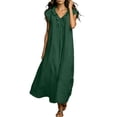 thumbnail image 4 of Ruimatai Women's V-Neck Ruffle Trim Sleeveless Loose Fit Casual Maxi Dresses with Pockets for Women Summer Everyday & Vacation Wear, 4 of 8