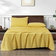 thumbnail image 2 of Chezmoi Collection Solid Yellow 100% Washed Cotton Bed Sheet Set California King Size, 4-Piece Luxury Soft Breathable 16-Inches Deep Pocket Sheets and Pillowcases Set, 2 of 9
