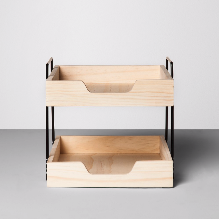 Hearth & Hand with Magnolia Wooden Paper Tray 2Tier