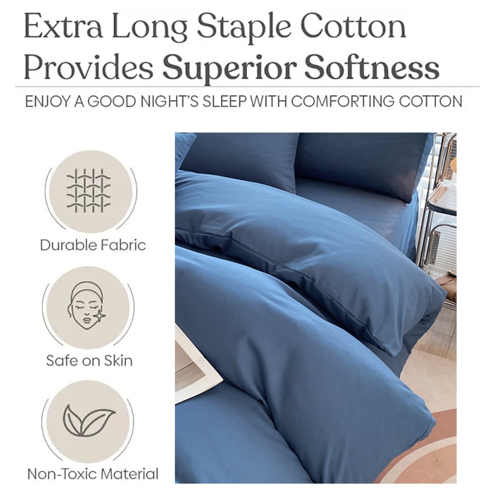 Muecwrye Bedding Comforter Sets, Queen Sheet Set,Washable Cotton Sheets, King Size Comforter Set, Twin Mattress Protector, Standard Size Set of 4 (1 Duvet Cover, 1 Bed sheet, 2 Pillow Covers)