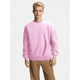 thumbnail image 3 of Wyobmus Mens Crewneck Sweatshirts Casual Loose Long Sleeve Oversized Pullover Soft Solid Color Round Neck Tops Pink, 3 of 5