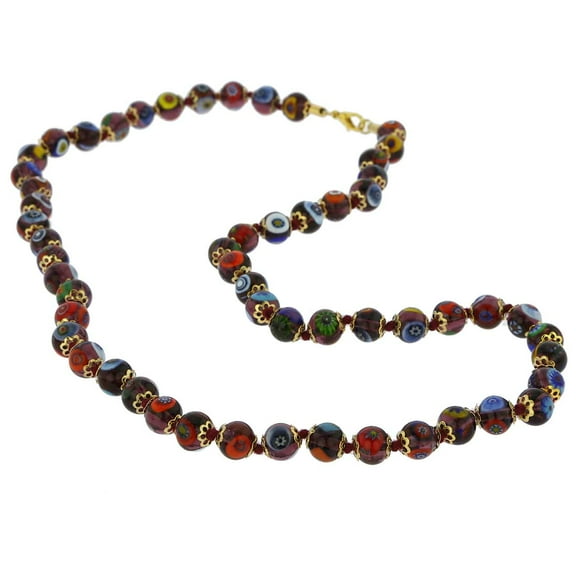 GlassOfVenice Murano Glass Mosaic Long Necklace - Transparent Purple