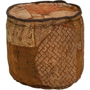 Elements 16" Round Pouf with Brown Pouf