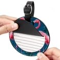 thumbnail image 2 of Flamingo Tropical Rainforest Set of 2pcs PU Leather Round Suitcase Tags with Privacy Cover and Name ID Tag - Ideal for Travel Luggage, Handbags, Backpacks, School Bags, 2 of 6