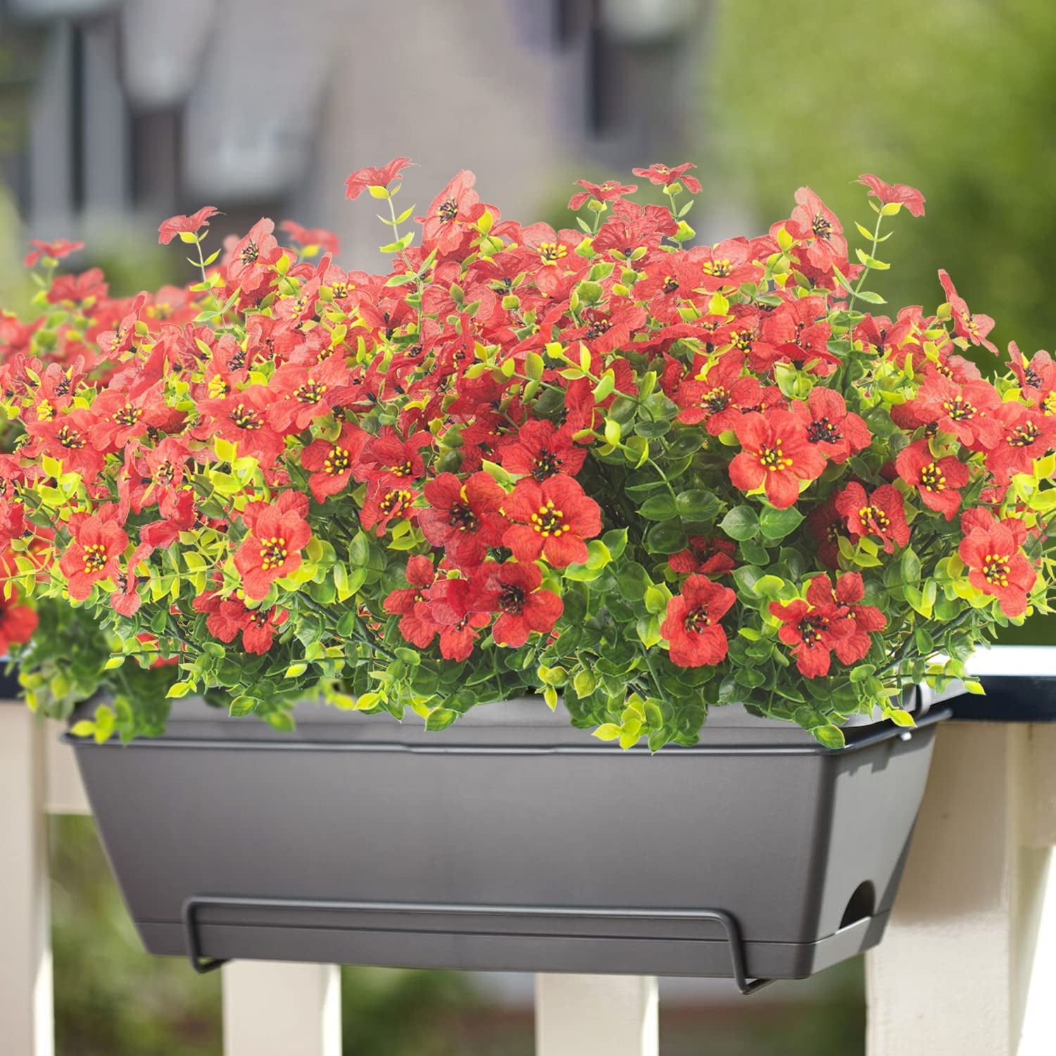 MAMOWEAR violets Artificial Flowers for Outdoor UV Resistant Faux Flowers No Fade Fake Plastic Plants Garden Porch Window Box Decorating