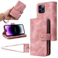 thumbnail image 1 of for iPhone 14 Pro Max Wallet Case, [Card Slots] PU Leather ID Credit Holder Folio Flip Kickstand Magnetic Clasp Phone Cover & Lanyard & Shoulder Strap for iPhone 14 Pro Max, Rosegold, 1 of 9