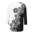 thumbnail image 5 of Women's Floal Printing Spring Elegant Shirts Fashion 2024 Round Neck Blouse Vintage Summer Clothes for Teen Girls Y2K Tops Dressy Casual 3/4 Sleeve Tunic Tops Loose Fit Flowy Black T Shirts XXXXL, 5 of 5