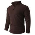 thumbnail image 2 of Miluxas Men's Quarter Zip Up Sweaters Slim Fit Lightweight Mock Neck Pullover Casual Polo Sweaters Coffee, 2 of 6
