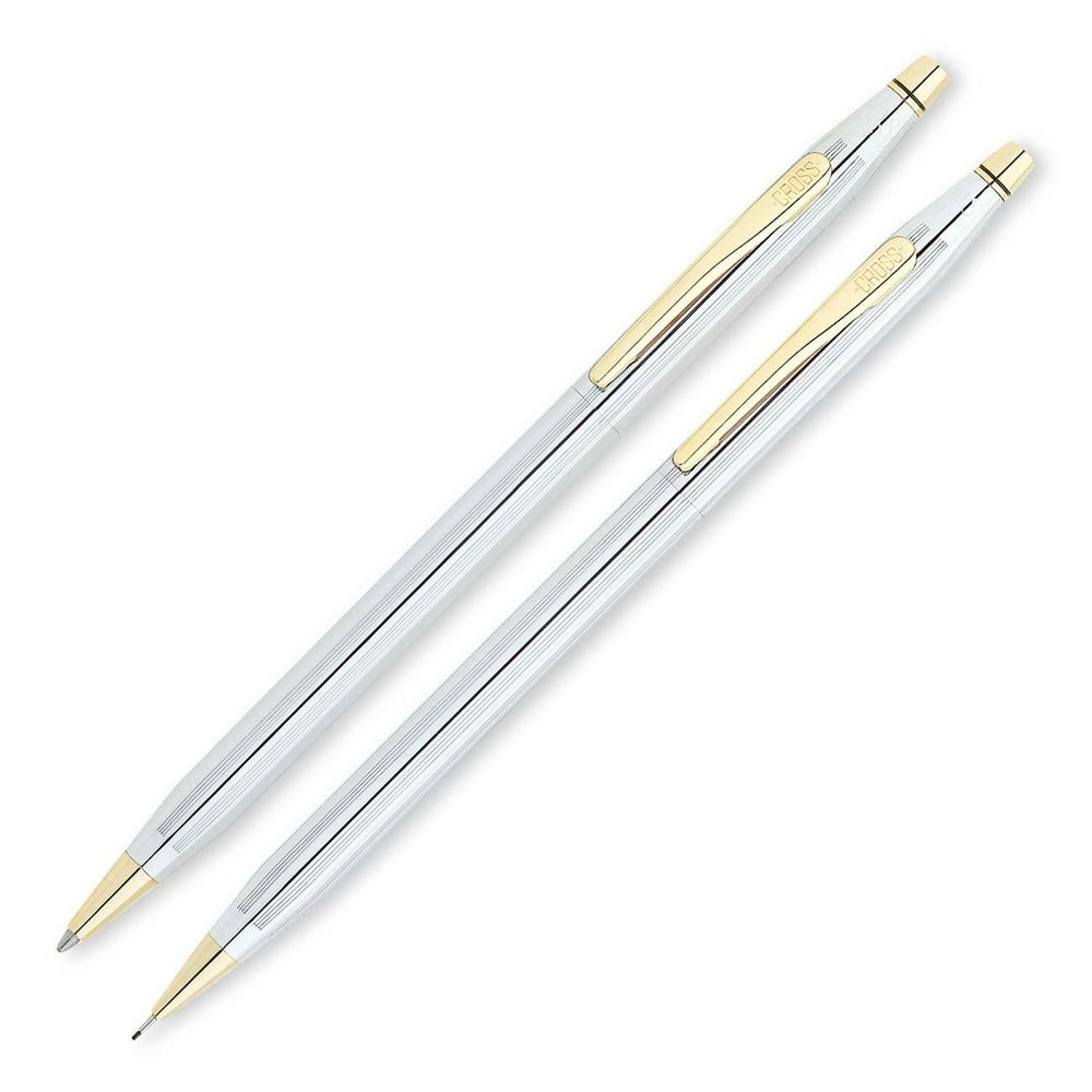 Cross Classic Century Ballpoint Pen & Pencil Set, Chrome/23kt. Gold Plate