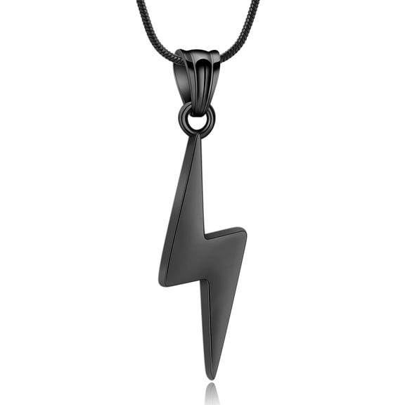 Cremation Jewelry Lightning Bolt Urn Necklace for Ashes for Men Women Stainless Steel Thunderbolt Ashes Holder Memorial Pendant