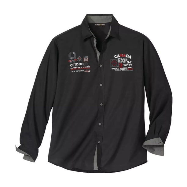 Atlas For Men - Camisa Aviador de Popelina para Hombre (Negro)